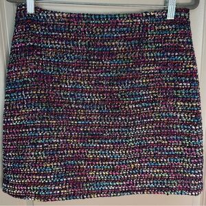 LOFT Confetti Tweed Mini Skirt | Rainbow Navy | Size 8